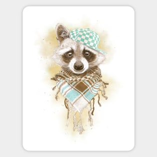 Rocco Raccoon - earth tones Sticker